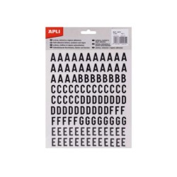 Lettere Adesive Apli Maiuscole - Altezza 15mm - Confezione da 4 Fogli con 468 Lettere - Colore Nero 5pz 5pz