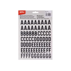 Apli Letras de Palo Mayusculas Adhesivas - Altura 20mm - Color Negro - Pack de 4 Hojas (301 Letras)