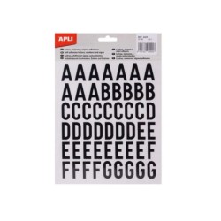 Apli Letras Adhesivas de Palo Mayusculas - Altura 25mm - Color Negro - Pack de 4 Hojas con 209 Letras