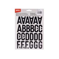 Apli Letras de Palo Mayusculas Adhesivas - Altura 40mm - Pack de 5 Hojas - Color Negro - Facil Identificacion y Señalizacion