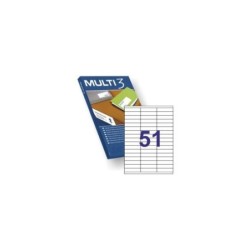 Multi3 Pack de 5100 Etiquetas Blancas Tamaño 70x16.9mm - 100 Hojas x 51 Etiquetas - Aptas para Imprimir Laser y Tinta