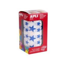 Apli Gomets Estrella Azul - 12.5mm y 19.5mm - Adhesivo Permanente - 59 Hojas Pretroqueladas - 2.360 Gomets por Rollo