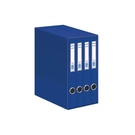 Dohe Oficolor Modulo da 4 schedari con Rado - Dorso stretto - Formato Folio - Cartoncino foderato - Colore blu
