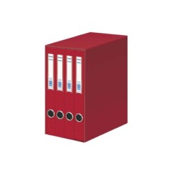 Dohe Oficolor Modulo da 4 schedari con Rado - Dorso stretto - Formato Folio - Cartoncino foderato - Colore rosso