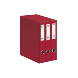 Dohe Oficolor Modulo da 3 Cartelle Portadocumenti con Rado - Dorso Stretto - Formato Folio - Cartoncino a Righe - Colore Rosso