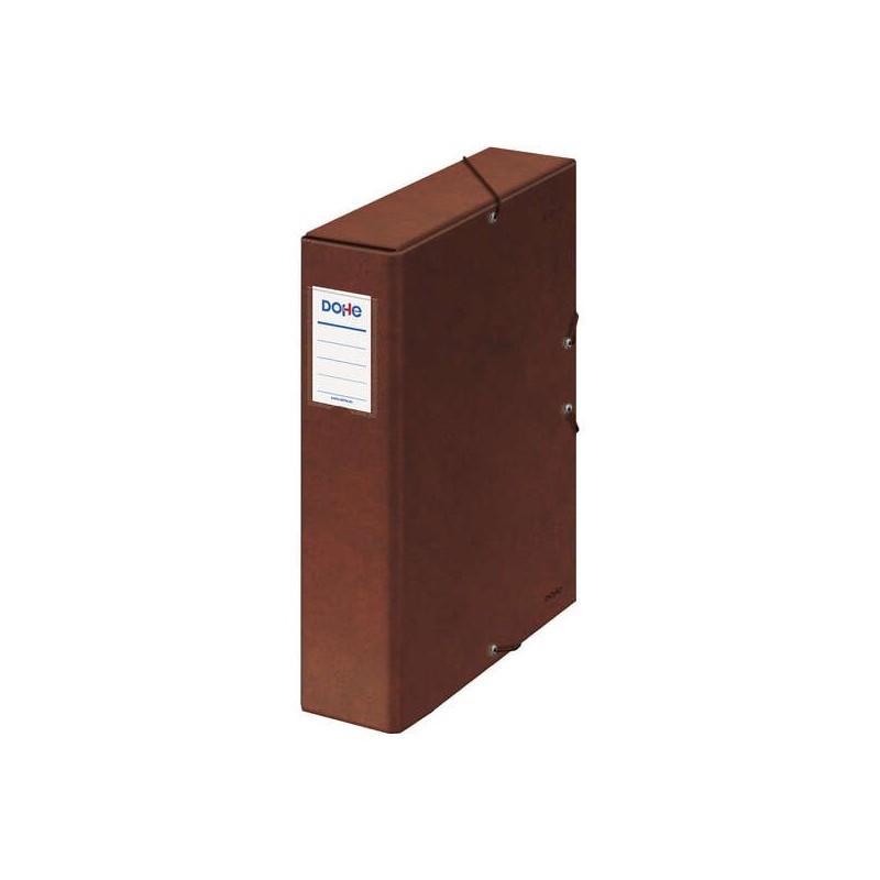 Dohe Caja para Proyectos Lomo 7cm - Carton Forrado con Papel Impreso y Plastificado - Cierre con Gomas - Color Cuero