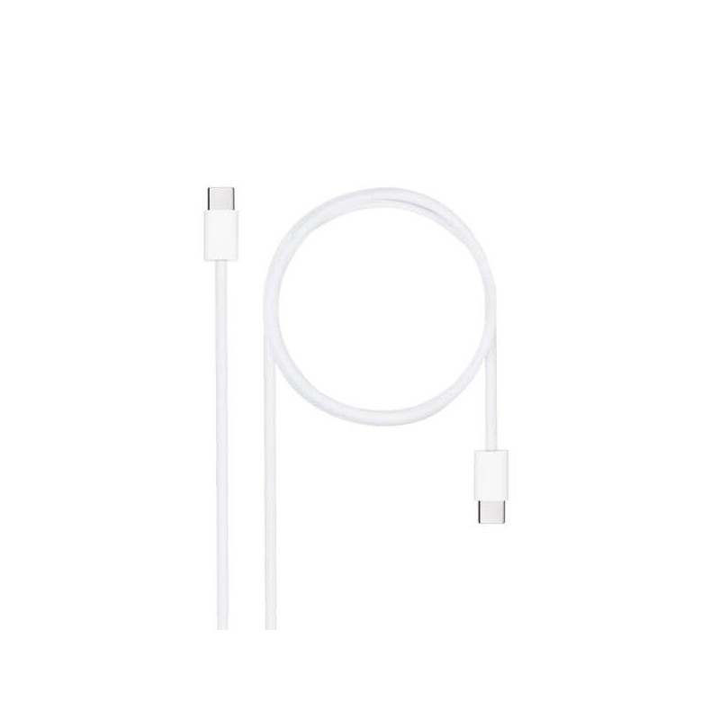Nanocable Cable USB-C 2.0 60W 3A - USB-C/M-USB-C/M - 1m - Color Blanco Nanocable Cable USB-C 2.0 60W 3A - USB-C/M-USB-C/M - 1m - Color Blanco
