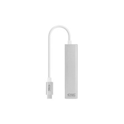 Convertitore Nanocavo USB-C a Gigabit Ethernet + 3xUSB 3.0 - Alluminio - 15 cm - Colore Argento