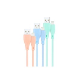 Confezione Nanocable da 3 cavi USB-A maschio a Lightning maschio - Lunghezza 1 m - Colori rosa pastello, verde e blu