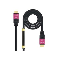 Cavo Nanocable HDMI v2.0 Maschio con Ripetitore a HDMI v2.0 Maschio 30 m - 4K@60Hz 18 Gbps - Alta Velocità - Colore Nero/Rosa