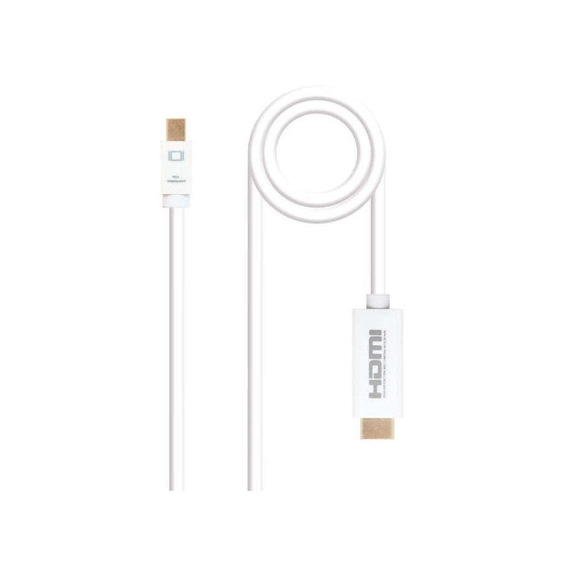 Cavo convertitore Nanocable Mini DP maschio a HDMI v1.4 maschio da 2 m - colore bianco Cavo convertitore Nanocable Mini DP maschio a HDMI v1.4 maschio da 2 m - colore bianco