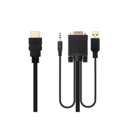 Cavo convertitore Nanocable da HDMI a VGA+Jack 3.5+USB-A 1,8 m - Colore nero