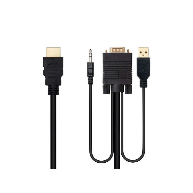 Cavo convertitore Nanocable da HDMI a VGA+Jack 3.5+USB-A 1,8 m - Colore nero Cavo convertitore Nanocable da HDMI a VGA+Jack 3.5+USB-A 1,8 m - Colore nero