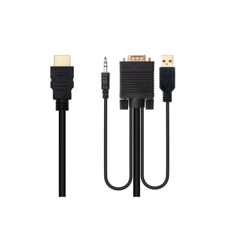 Cavo convertitore Nanocable da HDMI a VGA+Jack 3.5+USB-A 1,8 m - Colore nero