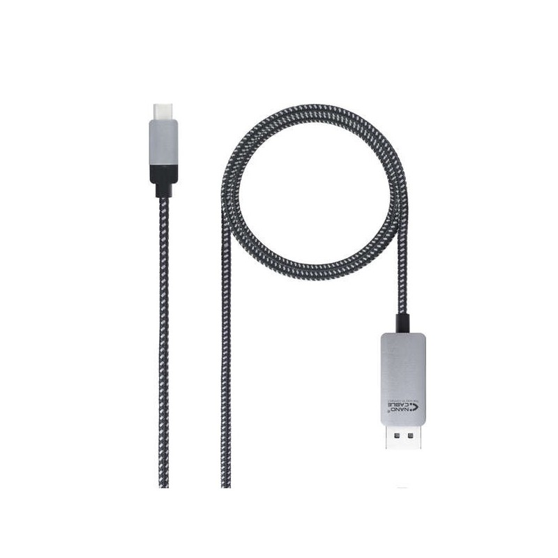 Nanocable Cable Conversor USB-C Macho a DisplayPort Macho 1.80m - Color Negro/Plata Nanocable Cable Conversor USB-C Macho a DisplayPort Macho 1.80m - Color Negro/Plata