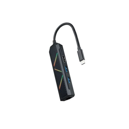 Hub Nanocable 5 in 1 USB-C 3.0 con 2x USB-A 3.0, 1x USB-C PD, 1x HDMI, 1x RJ45 - Alloggiamento in alluminio - Cavo da 0,15 m