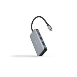 Nanocable HUB USB-C 5 in 1 - Convertitore 3.2 GEN1 5G a 3 x USB-A 3.0 + USB-C + USB-C PD 100W - Alluminio - 15 cm - Colore Grigi