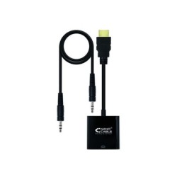 Convertitore nanocavo da HDMI a SVGA+audio - HDMI A/M-SVGA/H+Jack 3.5/H - 10 cm+1.0 m - Colore nero