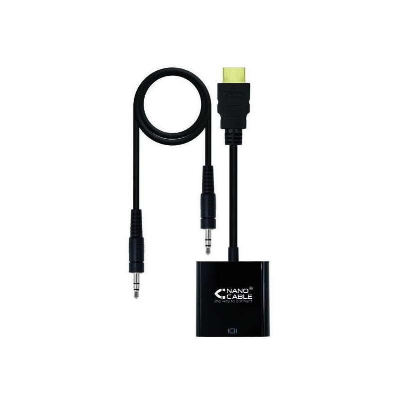 Convertitore nanocavo da HDMI a SVGA+audio - HDMI A/M-SVGA/H+Jack 3.5/H - 10 cm+1.0 m - Colore nero Convertitore nanocavo da HDMI a SVGA+audio - HDMI A/M-SVGA/H+Jack 3.5/H - 10 cm+1.0 m - Colore nero