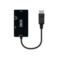 Convertitore Nanocable Displayport a VGA / DVI / HDMI - 3 in 1 - DP 1.2/M-VGA/H-DVI/H-HDMI/H 4K - 15 cm - Colore nero