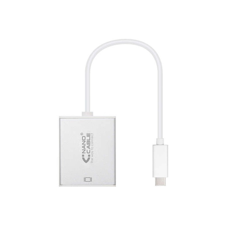 Convertitore da USB-C a VGA Nanocavo. USB-C/M - VGA/H - Alluminio - 10 cm - Colore Grigio Convertitore da USB-C a VGA Nanocavo. USB-C/M - VGA/H - Alluminio - 10 cm - Colore Grigio