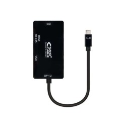 Convertitore nanocavo da USB-C a SVGA / DVI / HDMI - 3 in 1. USB-C/M-VGA/H-DVI/H-HDMI/H 4K - 10 cm - Colore nero
