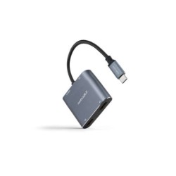 Convertitore nanocavo USB-C a 2x HDMI, 1x USB 2.0 e 1x USB-C PD - Lunghezza cavo 15 cm - Colore grigio