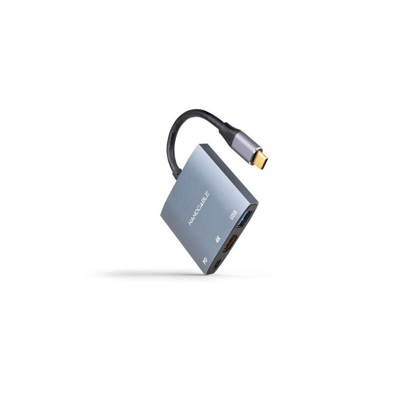 Nanocable Conversor USB-C a HDMI, USB3.0 y USB-C PD - Color Gris Nanocable Conversor USB-C a HDMI, USB3.0 y USB-C PD - Color Gris