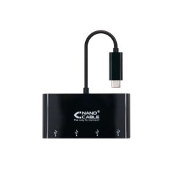 Adattatore nanocavo da USB-C a 4xUSB 3.0. USB-C/M-USB 3.0/H - 10 cm - Colore Nero