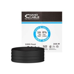 Bobina RJ45 Cat.5e UTP AWG24 305m del cavo di rete rigido impermeabile all'aperto di Nanocable - colore nero