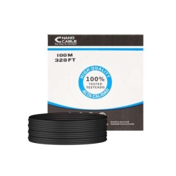 Bobina del cavo di rete rigido impermeabile nanocavo per esterno RJ45 Cat.6 UTP AWG24 100 m - Colore nero