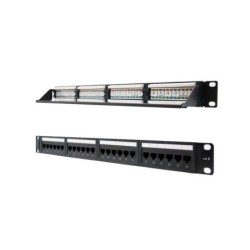 Pannello patch nanocavo 24 porte RJ45 Cat.6 UTP 19" 1U doppio IDC - Colore nero