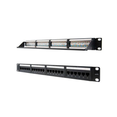 Nanocable Patch Panel 24 Puertos RJ45 Cat.6 UTP 19" 1U dual IDC - Color Negro