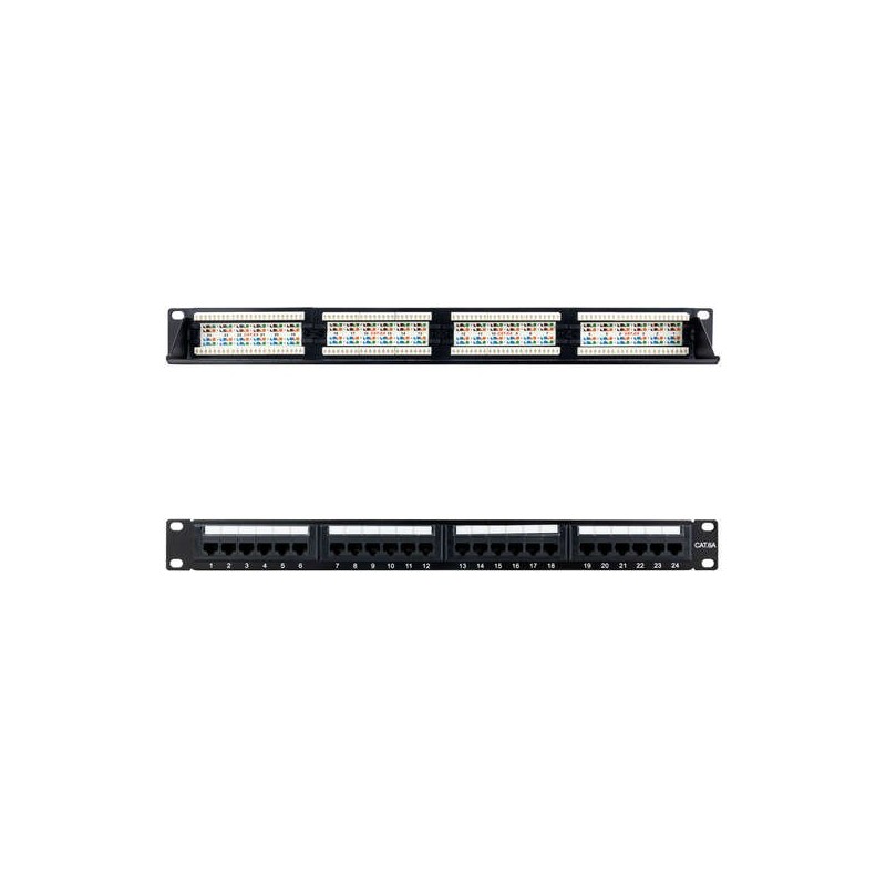 Nanocable Panel Parcheo 24 Puertos Cat.6A UTP 19 1U - Color Negro Nanocable Panel Parcheo 24 Puertos Cat.6A UTP 19 1U - Color Negro