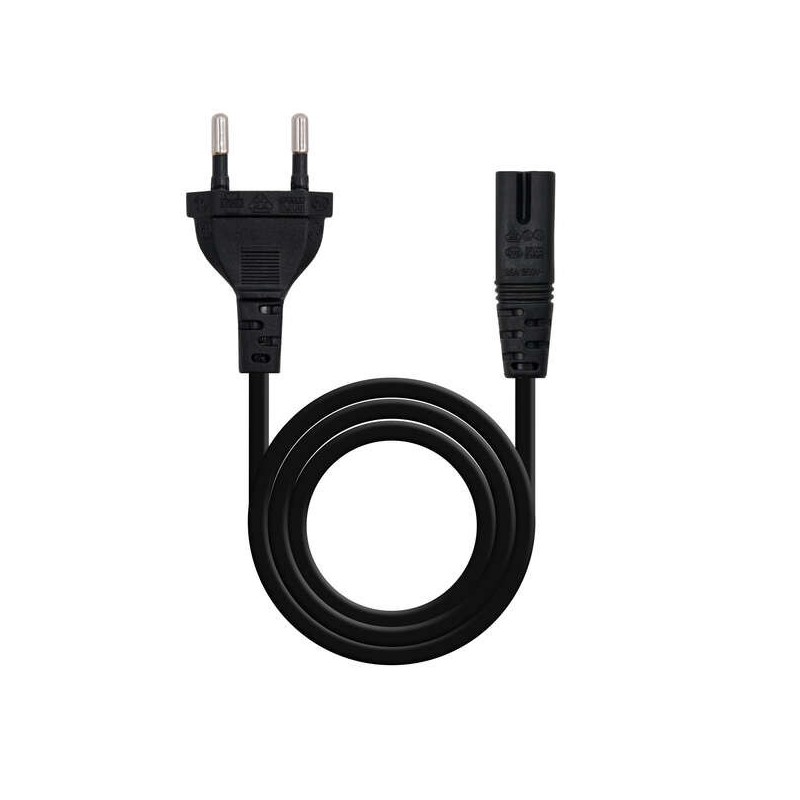 Nanocable Cable de Alimentacion Forma 8 CEE7/16 Macho a C7 Hembra 1.50m - Color Negro Nanocable Cable de Alimentacion Forma 8 CEE7/16 Macho a C7 Hembra 1.50m - Color Negro