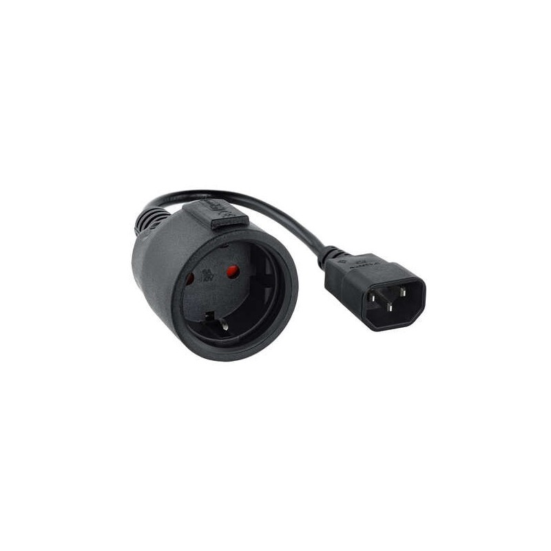 Cavo adattatore nanocavo per UPS C14 maschio a CEE7 femmina 16A 0,25 m - colore nero Cavo adattatore nanocavo per UPS C14 maschio a CEE7 femmina 16A 0,25 m - colore nero