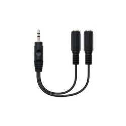 Nanocable Cable Audio Estereo 2x Jack 3.5mm Hembra a Jack 3.5mm Macho 0.15m - Color Negro