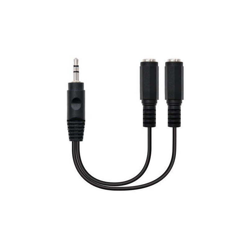 Cavo audio stereo nanocavo 2x Jack 3,5 mm femmina a Jack 3,5 mm maschio 0,15 m - Colore nero Cavo audio stereo nanocavo 2x Jack 3,5 mm femmina a Jack 3,5 mm maschio 0,15 m - Colore nero