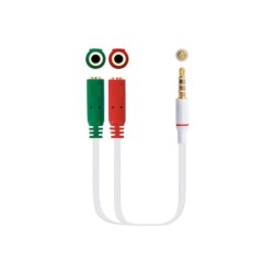 Cavo adattatore audio Nanocable Jack 3,5 mm maschio 4 pin a 2x Jack 3,5 mm femmina 3 pin 0,20 m - Colore bianco