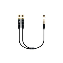 Cavo adattatore audio Nanocable Jack 3,5 mm maschio 4 pin a 2x Jack 3,5 mm femmina 3 pin 0,30 m - Colore nero