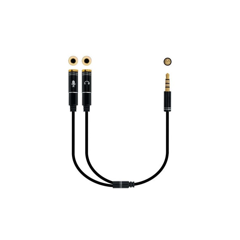 Cavo adattatore audio Nanocable Jack 3,5 mm maschio 4 pin a 2x Jack 3,5 mm femmina 3 pin 0,30 m - Colore nero Cavo adattatore audio Nanocable Jack 3,5 mm maschio 4 pin a 2x Jack 3,5 mm femmina 3 pin 0,30 m - Colore nero