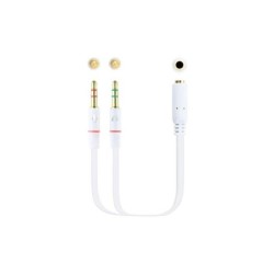 Cavo adattatore audio nanocavo jack 3,5 mm femmina 4 pin a 2x jack 3,5 mm maschio 3 pin 0,20 m - colore bianco