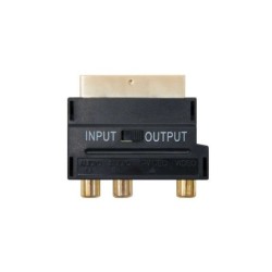 Nanocable Adaptador Euroconector (SCART) a 3x RCA y SVIDEO con Switch - Color Negro