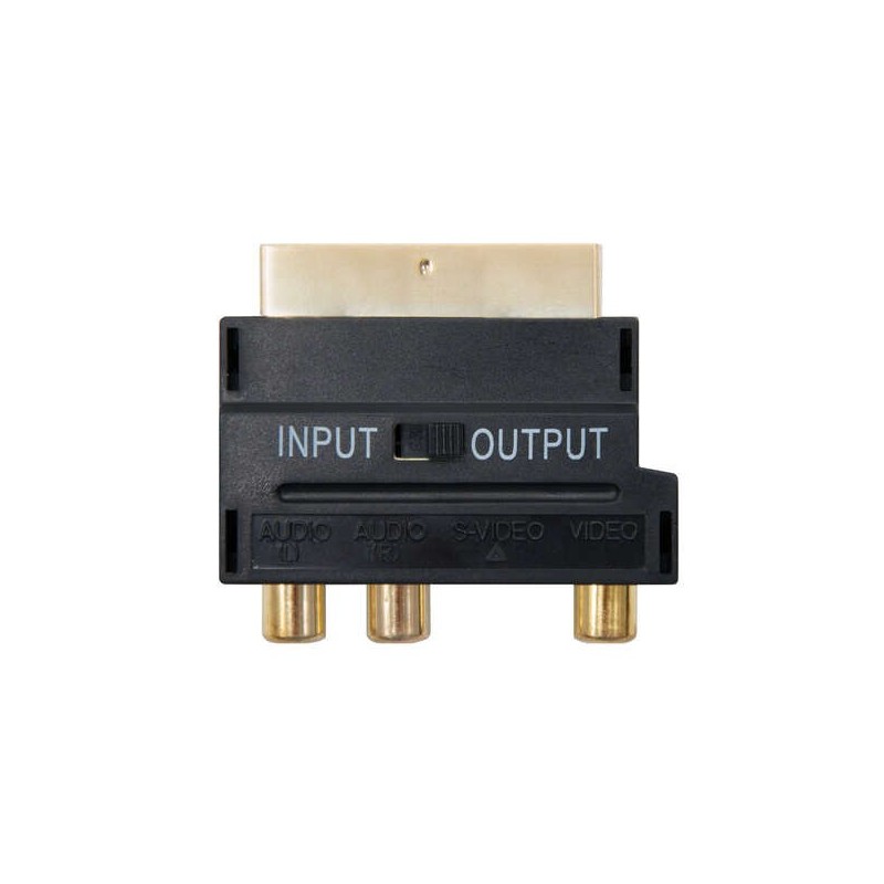 Nanocable Adaptador Euroconector (SCART) a 3x RCA y SVIDEO con Switch - Color Negro Nanocable Adaptador Euroconector (SCART) a 3x RCA y SVIDEO con Switch - Color Negro