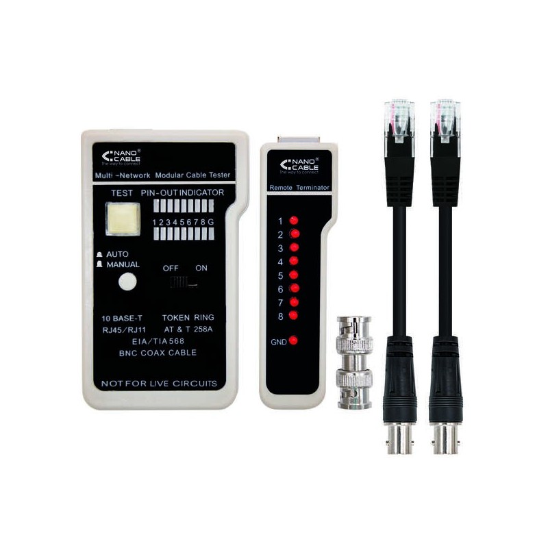 Tester nanocavi per RJ11/RJ12/RJ45, cavo coassiale Tester nanocavi per RJ11/RJ12/RJ45, cavo coassiale