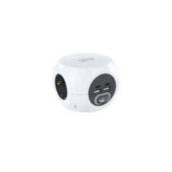 Base nanocavo con 3 connettori tipo F + 2x USB-A e 2x USB-C con interruttore - Cavo da 1,40 m