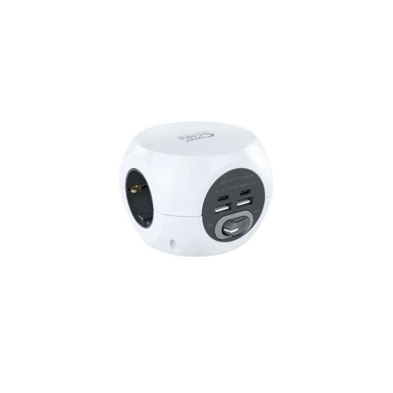 Nanocable Base de 3 Enchufes Tipo F + 2x USB-A y 2x USB-C con Interruptor - Cable de 1.40m Nanocable Base de 3 Enchufes Tipo F + 2x USB-A y 2x USB-C con Interruptor - Cable de 1.40m