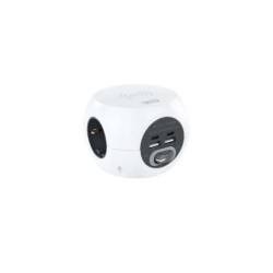 Base nanocavo con 3 connettori tipo F + 2x USB-A e 2x USB-C + ricarica wireless con interruttore - cavo da 1,40 m