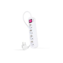 Nanocable Regleta de Proteccion con 4 Shuckos - Cable de 1.40m - Interruptor On/Off - Color Blanco