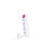 Striscia di protezione nanocavo con 4 Shucko - Cavo da 1,40 m - Interruttore On/Off - Colore bianco